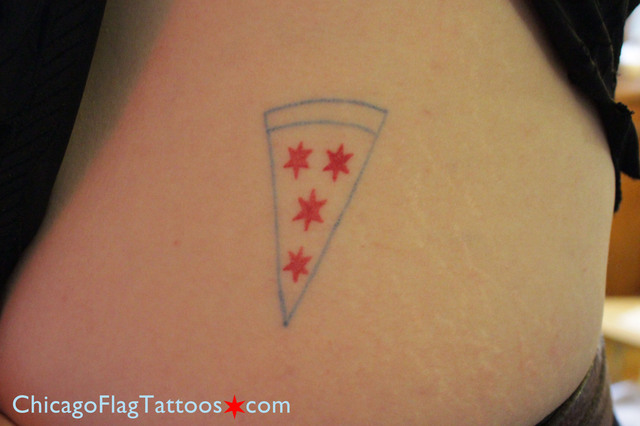 Laura Cherry Chicago pizza tattoo closeup
