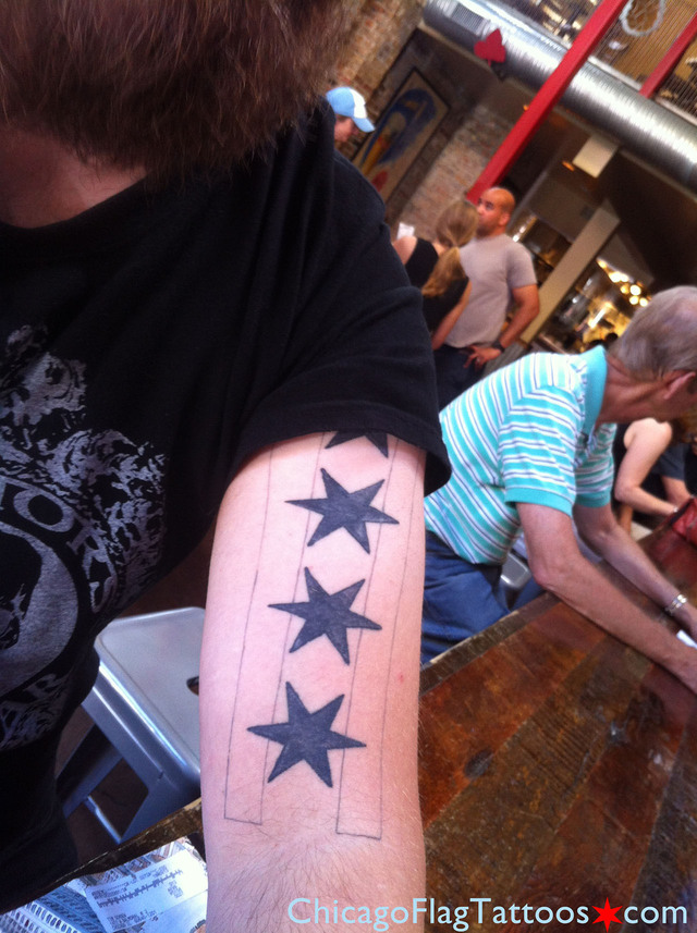 Tim Schoen's Chicago flag tattoo