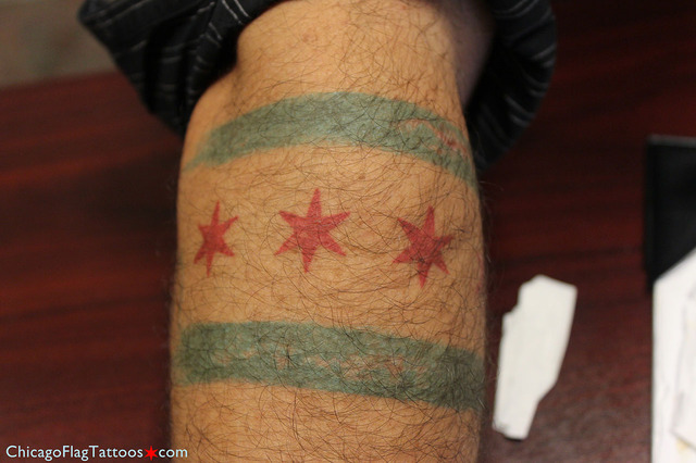 David De Santiago - Chicago flag tattoo