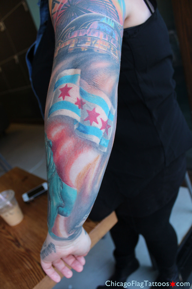 Kayla - tattoo - Chicago flag
