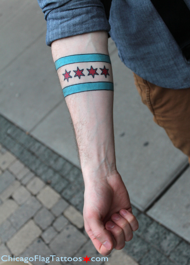 Colin Morris Chicago flag tattoo