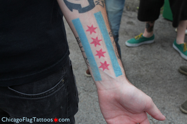 Jeff Chicago Flag Tattoo closeup
