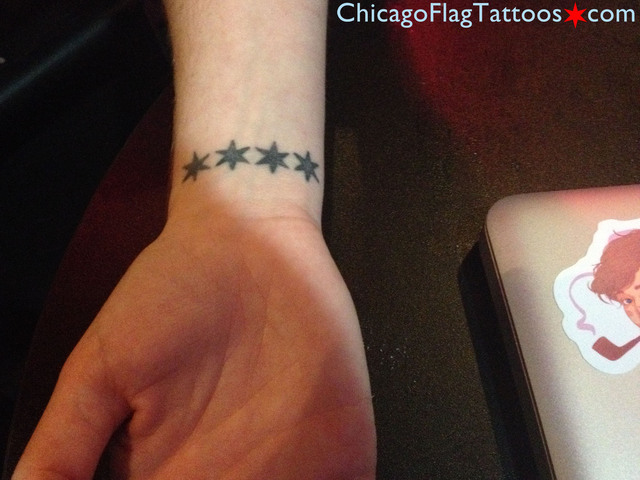Stephanie Hasz Chicago Flag Tattoo closeup